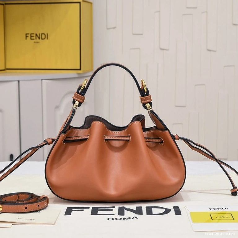 Cheap Leather Pomodorino In Fendi Bucket Mini Bag Brown Calf 0717